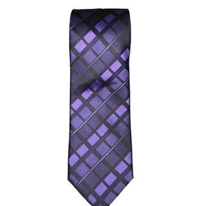 Tie Mens John Ashford Necktie Purple Blue Black Patterned